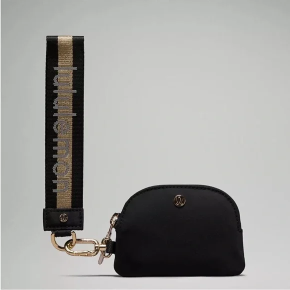 Lululemon Dual Pouch Wristlet **black & gold*** - Picture 2 of 7